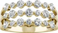 14k yellow gold moissanite three row band by charles & colvard - 0.91cttw dew, 2.5mm round logo