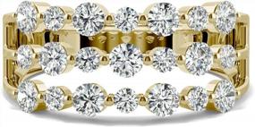 img 1 attached to 14K Yellow Gold Moissanite Three Row Band By Charles & Colvard - 0.91Cttw DEW, 2.5Mm Round