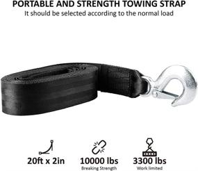 img 3 attached to 🚗 CarBole Trailer Winch Strap 2" x 20' with Safety Snap Hook 10000 lbs Black: Heavy-Duty, High-Strength Towing Strap Solution