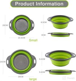 img 3 attached to Blue Collapsible Colander Set - 2 Round Silicone Kitchen Strainers for Pasta, Vegetables & Fruits - Includes Large & Small Sizes