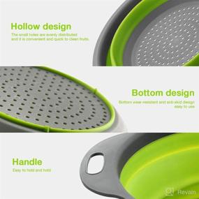 img 2 attached to Blue Collapsible Colander Set - 2 Round Silicone Kitchen Strainers for Pasta, Vegetables & Fruits - Includes Large & Small Sizes