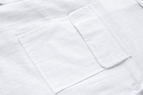 img 3 attached to Женские рубашки на пуговицах с V-образным вырезом: льняная хлопковая блуза с короткими рукавами для работы и повседневной одежды