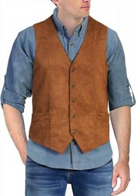 img 3 attached to Men'S Gioberti 5-Button Faux Suede Vest - Stylish & Comfortable!
