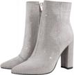 lishan rhinestone heel mid calf boots for women with sparkling bling zipper logo