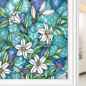 img 4 attached to Coavas Frosted Stained Glass Window Film For Privacy | Non-Adhesive Static Cling Window Decor | Ideal For Home, Office, And Church | 17.7 X 78.7 Inches
