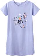 cute bear nightdresses for tween girls - comfortable sleepwear with loose short sleeves, perfect for size 12-16 pajamas logo
