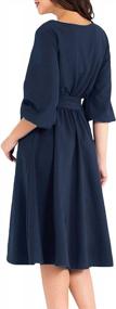 img 3 attached to Elevate Your Style With AOOKSMERY Women'S Audrey Hepburn Inspired Midi Dress With Pockets And Long Belt