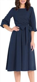 img 4 attached to Elevate Your Style With AOOKSMERY Women'S Audrey Hepburn Inspired Midi Dress With Pockets And Long Belt