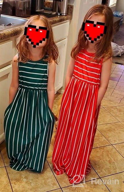 img 1 attached to Miss Bei Girls' Summer Stripe Maxi Dress with Pocket, Short Long Sleeve, Size 3-16T - Ideal for Holiday and Casual Wear review by Jhansi Thomas