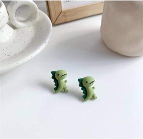 img 2 attached to 🦕 Mini Tiny Resin Dinosaur Earrings - Lightweight Cute Cartoon Animal Shape Jewelry for Women and Girls