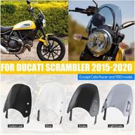 motorcycle flyscreen windshield windscreen wind deflectors for ducati scrambler 400 800 803 street classic icon mach sixty2 full throttle desert sled 2015 2016 2017 2018 2019 2020 (light smoke) logo