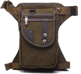 img 4 attached to Hebetag Canvas Drop Leg Bag Outdoor Waist Pack For Men Women Tactical Military Motorcycle Bike Cycling Multi-Pocket Waist Fanny Pouch Travel Hiking Climbing Thigh Bag Pocket