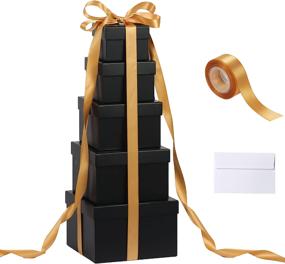 img 3 attached to 𝑭𝑺𝑪 𝑴𝒂𝒕𝒆𝒓𝒊𝒂𝒍 & 𝑩𝑹𝑪 Certification, 5Pack Black Square Nesting Gift Boxes with Lids for Presents