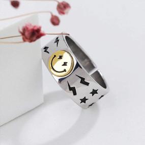 img 1 attached to Винтажное серебряное улыбающееся открытое кольцо для женщин: широкое массивное регулируемое кольцо Solesi Smiley Face