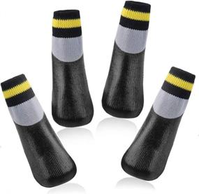 img 4 attached to 🐾 BESUNTEK Outdoor Waterproof Pet Dog Socks with Straps for Traction Control - Pack of 4 (2#-Paw WL=1.57" 1.30")