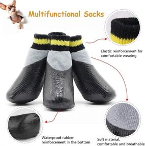 img 2 attached to 🐾 BESUNTEK Outdoor Waterproof Pet Dog Socks with Straps for Traction Control - Pack of 4 (2#-Paw WL=1.57" 1.30")