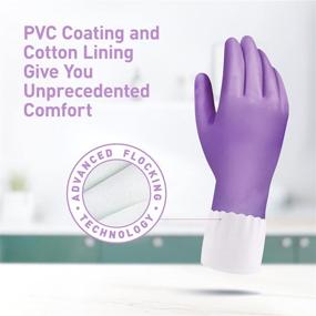 img 3 attached to 🧤 OriStout Latex-Free Household Cleaning Gloves - Reusable Dishwashing Gloves (Medium) for Kitchen and Bathroom with Cotton Lining - Set of 2 Pairs (Purple)