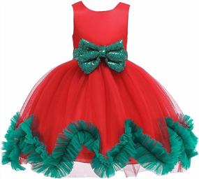 img 3 attached to HIHCBF Girls Christmas Dress W/Elf Hat Headband Sequins Bowknot Toddlers Xmas Eve Holiday Party Gown Elf Costume Outfits