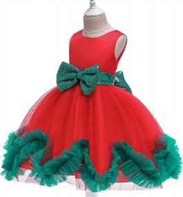 img 2 attached to HIHCBF Girls Christmas Dress W/Elf Hat Headband Sequins Bowknot Toddlers Xmas Eve Holiday Party Gown Elf Costume Outfits