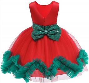 img 1 attached to HIHCBF Girls Christmas Dress W/Elf Hat Headband Sequins Bowknot Toddlers Xmas Eve Holiday Party Gown Elf Costume Outfits
