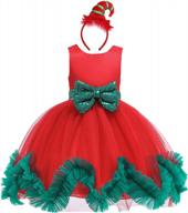 hihcbf girls christmas dress w/elf hat headband sequins bowknot toddlers xmas eve holiday party gown elf costume outfits logo