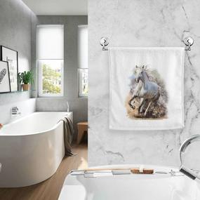 img 1 attached to Watercolor White Horse Soft Cotton Face & Hand Towels Set Of 2 - Ideal For Gym, Guest & Bathroom Decor - 16X30 Inches