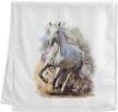 watercolor white horse soft cotton face & hand towels set of 2 - ideal for gym, guest & bathroom decor - 16x30 inches logo