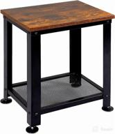 🌿 rustic brown and black 2-tier industrial end table with durable metal frame, mesh shelves for living room, coffee bar, nightstand, coffee table (black) logo