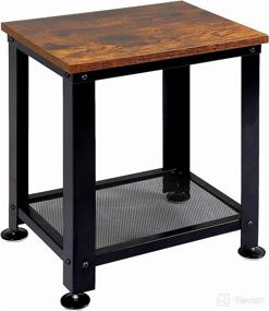 img 3 attached to 🌿 Rustic Brown and Black 2-Tier Industrial End Table with Durable Metal Frame, Mesh Shelves for Living Room, Coffee Bar, Nightstand, Coffee Table (Black)