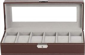 img 2 attached to 6 Slot Leather Watch Case Display Box - NEX Organizer For Glass Jewelry Storage