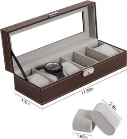 img 3 attached to 6 Slot Leather Watch Case Display Box - NEX Organizer For Glass Jewelry Storage