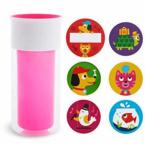 img 4 attached to Customizable 9Oz Pink Insulated Sippy Cup - Munchkin Miracle 360 + Stickers!