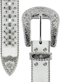 img 3 attached to Western Cowgirl Rhinestone Buckle Studded Women's Accessories : Belts