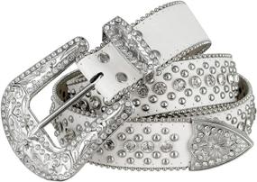 img 4 attached to Western Cowgirl Rhinestone Buckle Studded Women's Accessories : Belts