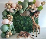 🎈 126pcs sage olive green pink gold safari jungle balloons balloon garland arch kit: perfect decorations for safari jungle themed birthdays, baby showers, and bridal parties логотип