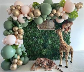 img 4 attached to 🎈 126PCS Sage Olive Green Pink Gold Safari Jungle Balloons Balloon Garland Arch Kit: Perfect Decorations for Safari Jungle Themed Birthdays, Baby Showers, and Bridal Parties