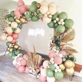 img 3 attached to 🎈 126PCS Sage Olive Green Pink Gold Safari Jungle Balloons Balloon Garland Arch Kit: Perfect Decorations for Safari Jungle Themed Birthdays, Baby Showers, and Bridal Parties