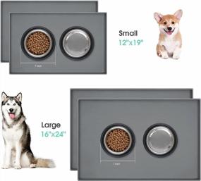 img 1 attached to 🐾 HOMEIDEAS 2 Pack Dog Food Mat Set - S(19x12) Grey Silicone Pet Feeding Mat with Tall Lip for Floors: Waterproof Dog Bowl Mats for Food and Water, Non Slip Cat Food Placemat to Prevent Spills