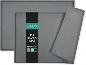 img 4 attached to 🐾 HOMEIDEAS 2 Pack Dog Food Mat Set - S(19x12) Grey Silicone Pet Feeding Mat with Tall Lip for Floors: Waterproof Dog Bowl Mats for Food and Water, Non Slip Cat Food Placemat to Prevent Spills