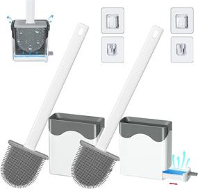 img 4 attached to 🚽 Flexer Silicone Toilet Brush 2-Pack: Superb Deep Cleaning & Space-Saving Solution for Bathroom Toilets