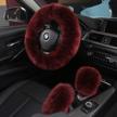 3pcs set fashion fluffy fuzzy wool fur soft steering wheel cover with handbrake cover &amp logo