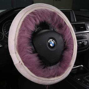 img 2 attached to 3Pcs Set Fashion Fluffy Fuzzy Wool Fur Soft Steering Wheel Cover With Handbrake Cover &Amp