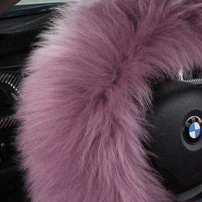 img 3 attached to 3Pcs Set Fashion Fluffy Fuzzy Wool Fur Soft Steering Wheel Cover With Handbrake Cover &Amp