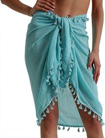 img 3 attached to Tobrief Women'S Tassel Beach Cover Up Short Sarong Pareo Swimsuit Wrap Skirt
