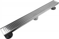 upgrade your shower with neodrain's removable quadrato pattern stainless steel linear drain logo
