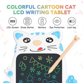 img 2 attached to 8.5 Inch Colorful LCD Writing Tablet For Kids - Doodle Drawing Board With Electronic Writing Pad - Perfect Gift For Little Girls And Boys - Blue