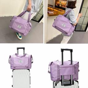 img 1 attached to Macolily Travel Duffle Bags, Large Capacity Expandable Folding Travel Bag With Trolley Sleeve For Women, Wet&Dry Separation Sports Gym Bag For Travel, Sports, Fitness, Family Travel (Purple)