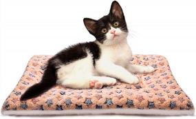 img 4 attached to Soft Coral Velvet Cat Blanket For Warmth And Comfort - Fluffy Pet Puppy Cushion Mat In Beige, Size M