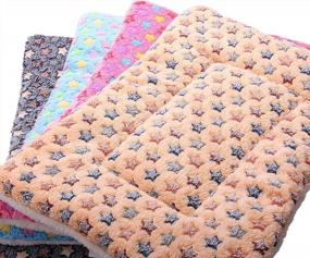 img 1 attached to Soft Coral Velvet Cat Blanket For Warmth And Comfort - Fluffy Pet Puppy Cushion Mat In Beige, Size M