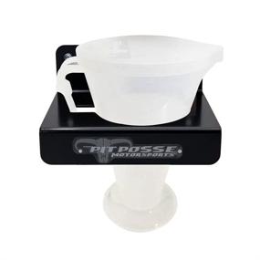 img 4 attached to Pit Posse Ratio Rite Measuring Cup with Lid & Caddy Holder Combo - Made in USA - Ideal for 2 Stroke Engine Oil Mixtures, Fluid Utility Cans - Precise Premixed Ratio 16:1 to 70:1 - Complete with Aluminum Storage Caddie (Black)